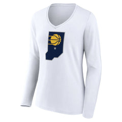 White Indiana Pacers Women's Alternate Logo V-Neck Long Sleeve T-Shirt | NBA