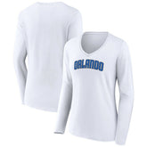 White Orlando Magic Women's Alternate Logo V-Neck Long Sleeve T-Shirt | NBA
