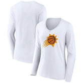 White Phoenix Suns Women's Alternate Logo V-Neck Long Sleeve T-Shirt | NBA