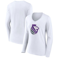 White Sacramento Kings Women's Alternate Logo V-Neck Long Sleeve T-Shirt | NBA