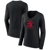 Black Toronto Raptors Women's Alternate Logo V-Neck Long Sleeve T-Shirt | NBA