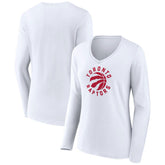 White Toronto Raptors Women's Alternate Logo V-Neck Long Sleeve T-Shirt | NBA