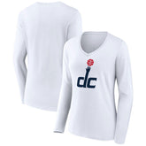 White Washington Wizards Women's Alternate Logo V-Neck Long Sleeve T-Shirt | NBA
