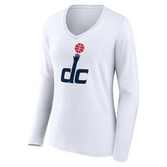 White Washington Wizards Women's Alternate Logo V-Neck Long Sleeve T-Shirt | NBA
