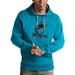Miami Marlins Antigua Victory Pullover Team Logo Hoodie - MLB Hoodies