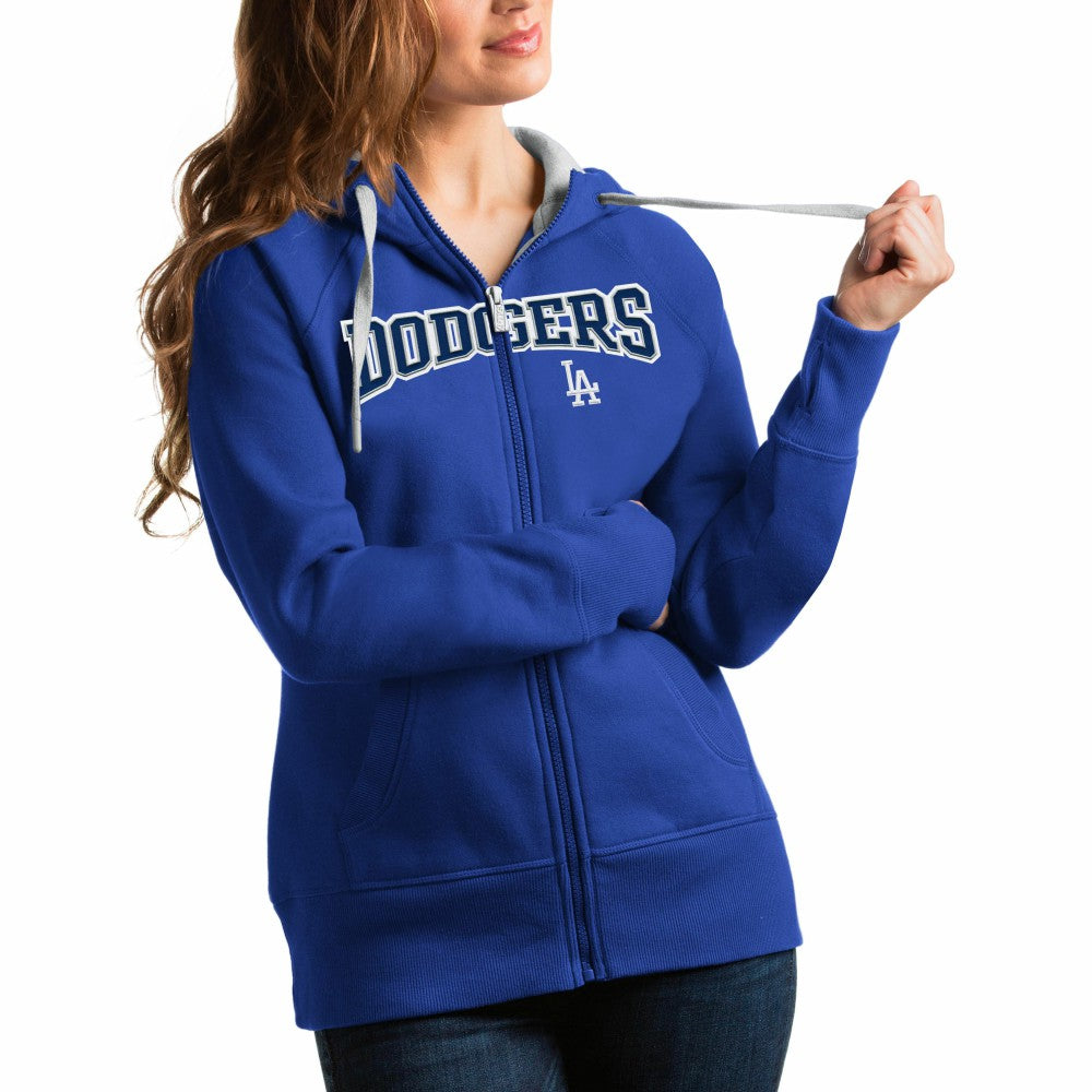 Los Angeles Dodgers Antigua Women's Team Logo Victory Full-Zip Hoodie - MLB Hoodies
