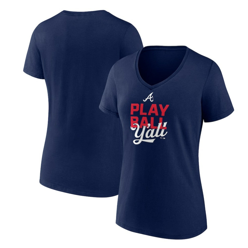 Atlanta Braves Women's Play Ball V-Neck T-Shirt - MLB T-shirts
