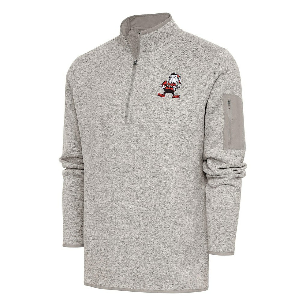 Cleveland Browns Antigua Throwback Fortune Quarter-Zip Pullover Jacket | NFL US