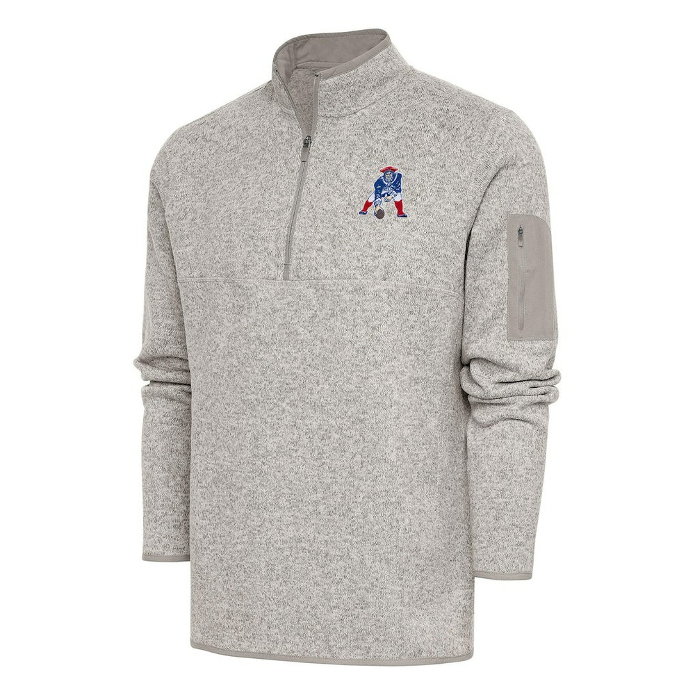 New England Patriots Antigua Throwback Fortune Quarter-Zip Pullover Jacket | NFL US