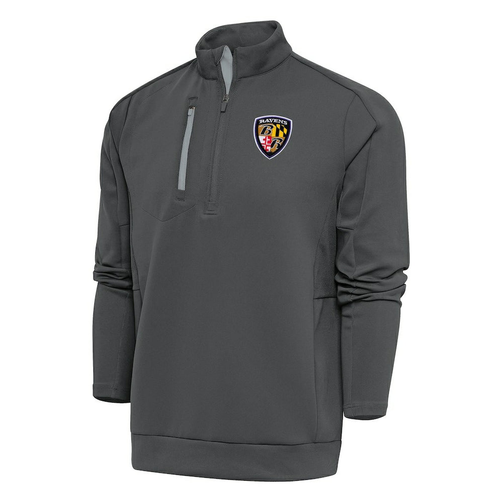 Baltimore Ravens Antigua Team Logo Throwback Generation Quarter-Zip Pullover Top | NFL On sale