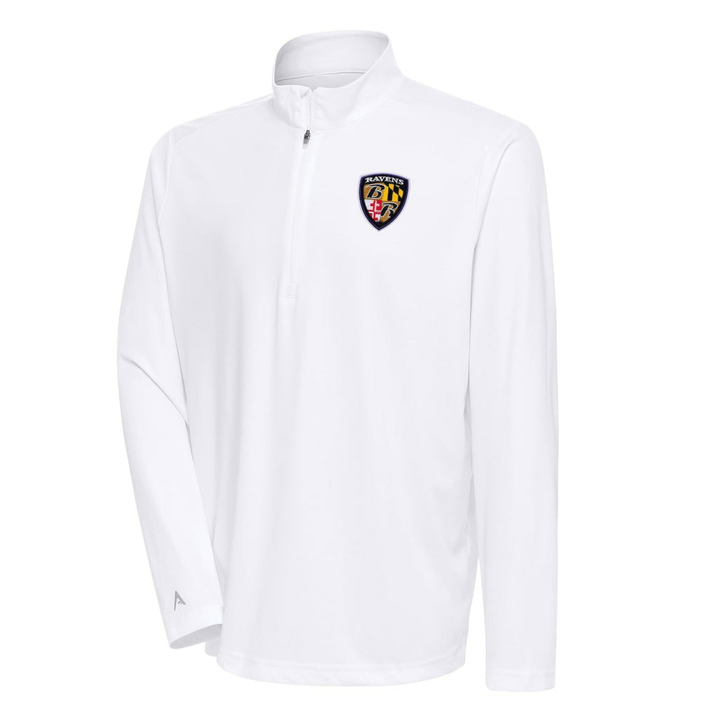 Baltimore Ravens Antigua Team Logo Throwback Tribute Quarter-Zip Pullover Top | NFL Discount