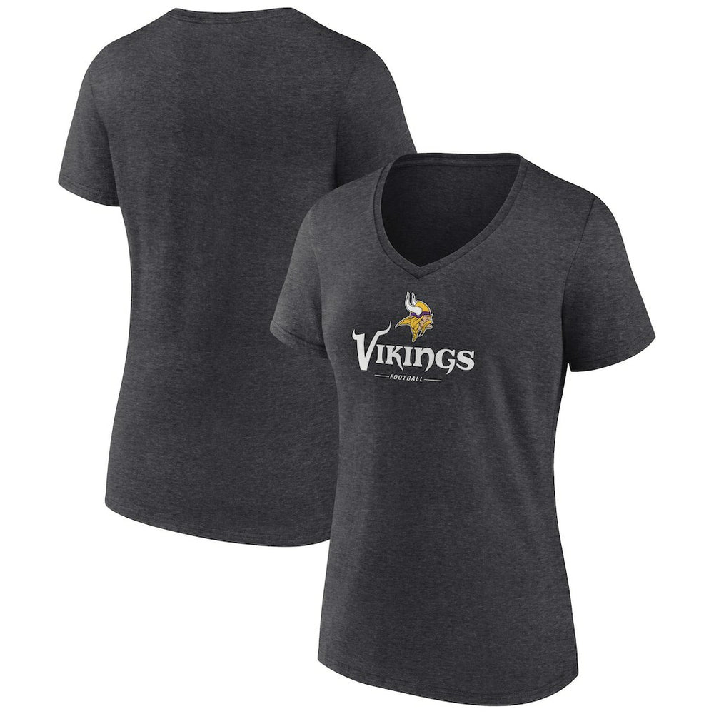 Minnesota Vikings Women's Logo Team Lockup V-Neck T-Shirt | NFL Outlet