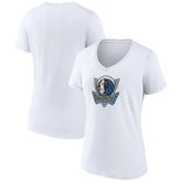 White Dallas Mavericks Women's Alternate Logo V-Neck T-Shirt sale | NBA