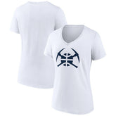 White Denver Nuggets Women's Alternate Logo V-Neck T-Shirt sale | NBA