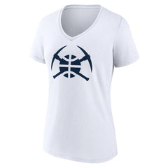 White Denver Nuggets Women's Alternate Logo V-Neck T-Shirt sale | NBA