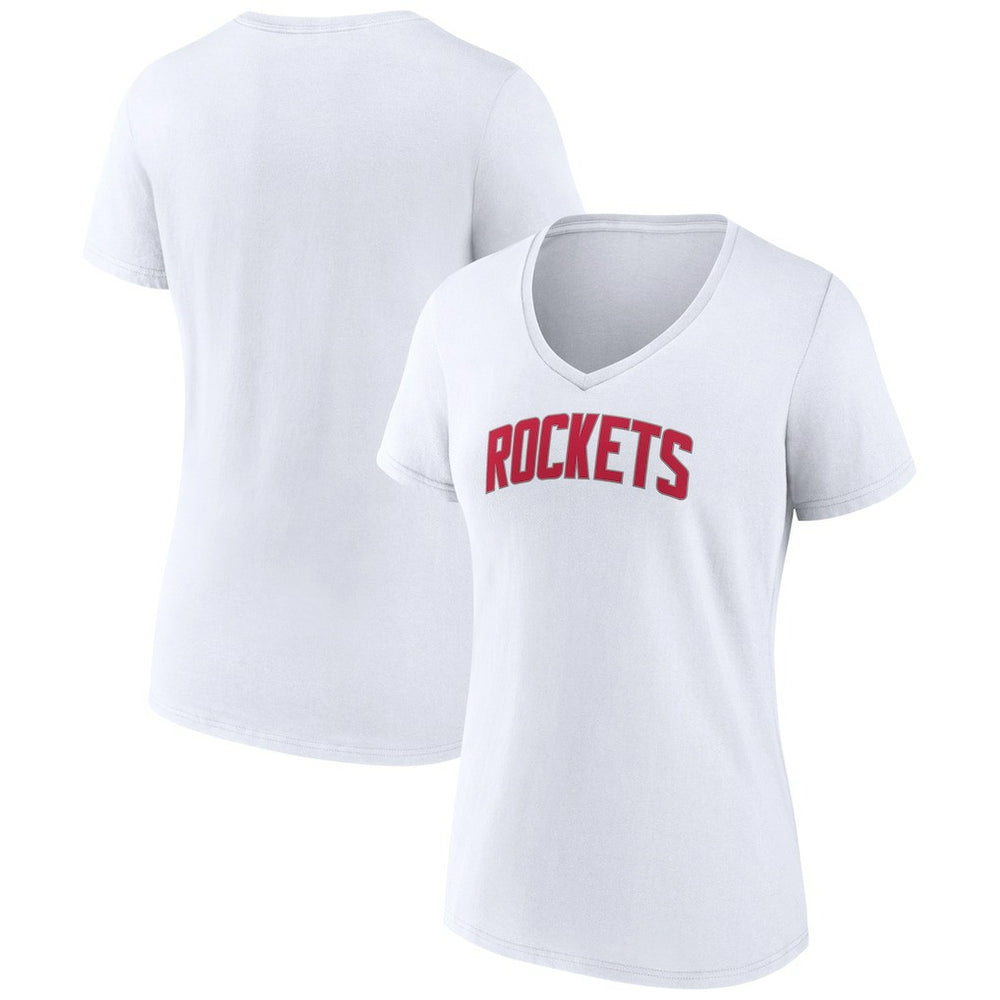 White Houston Rockets Women's Alternate Logo V-Neck T-Shirt | NBA