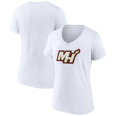 White Miami Heat Women's Alternate Logo V-Neck T-Shirt | NBA