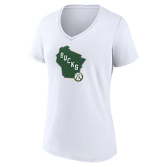 White Milwaukee Bucks Women's Alternate Logo V-Neck T-Shirt | NBA