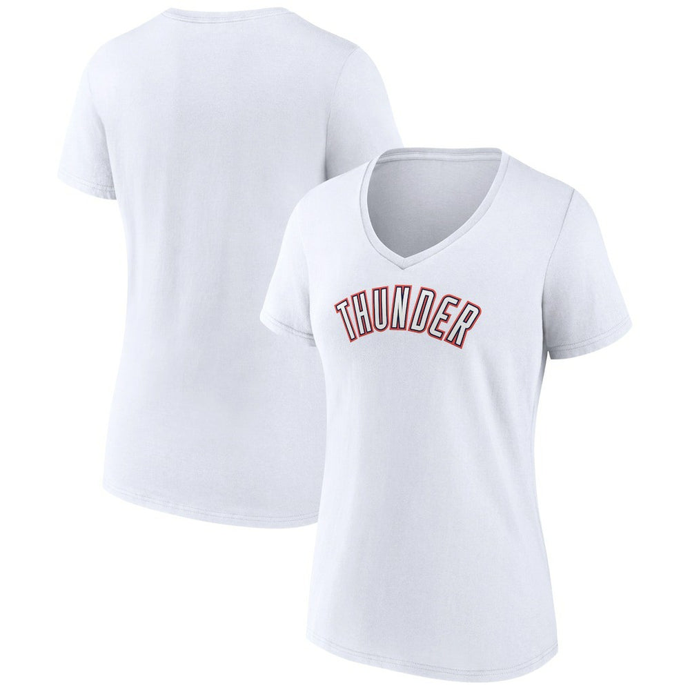 White Oklahoma City Thunder Women's Alternate Logo V-Neck T-Shirt | NBA