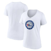 White Philadelphia 76ers Women's Alternate Logo V-Neck T-Shirt | NBA