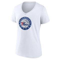 White Philadelphia 76ers Women's Alternate Logo V-Neck T-Shirt | NBA