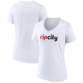 White Portland Trail Blazers Women's Alternate Logo V-Neck T-Shirt | NBA