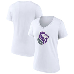 White Sacramento Kings Women's Alternate Logo V-Neck T-Shirt | NBA