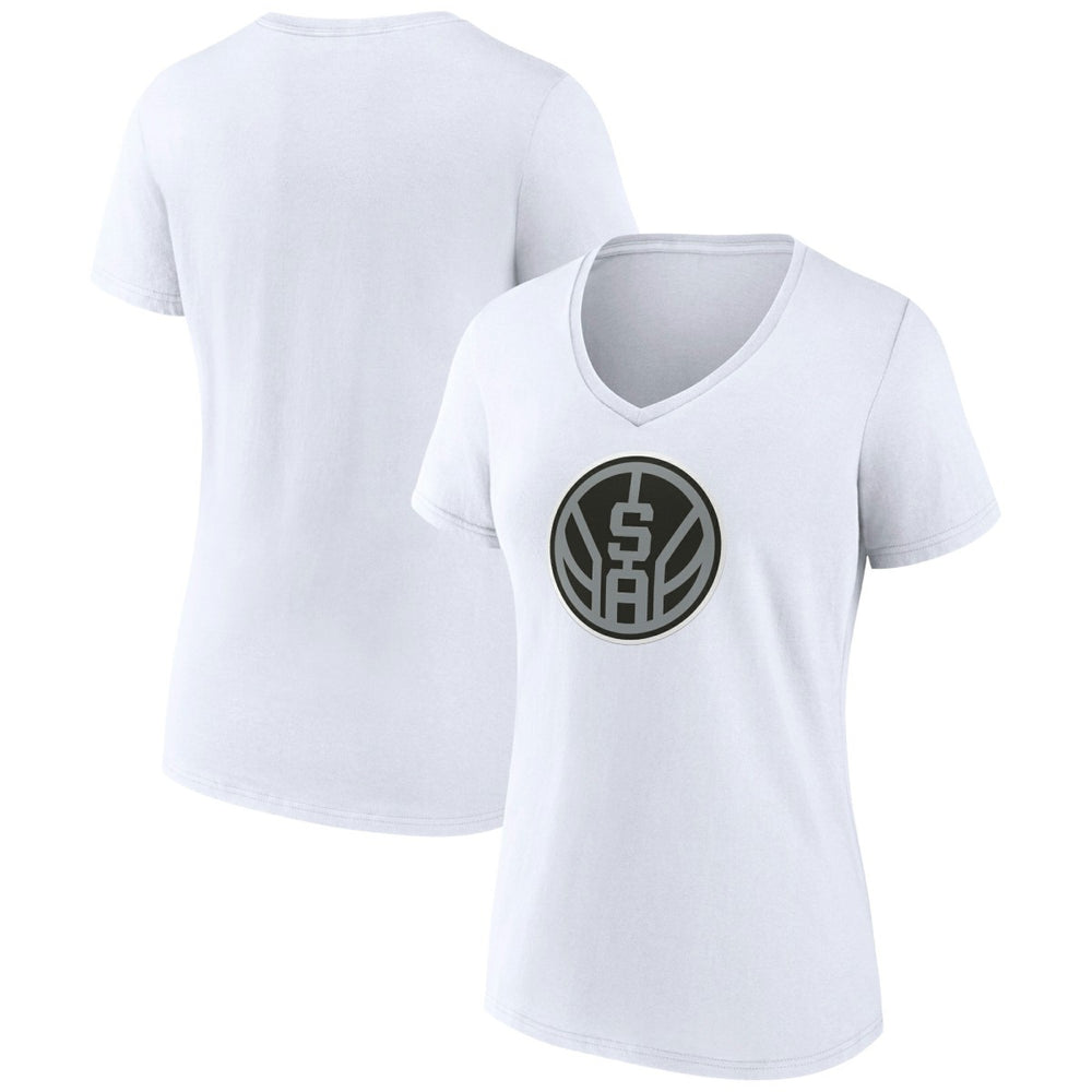 White San Antonio Spurs Women's Alternate Logo V-Neck T-Shirt | NBA