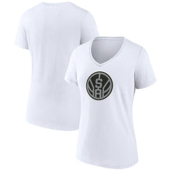 White San Antonio Spurs Women's Alternate Logo V-Neck T-Shirt | NBA