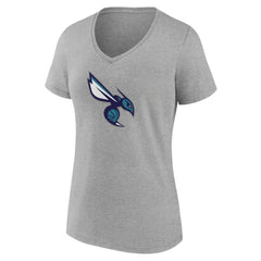 Heather Gray Charlotte Hornets Women's Alternate Logo V-Neck T-Shirt | NBA