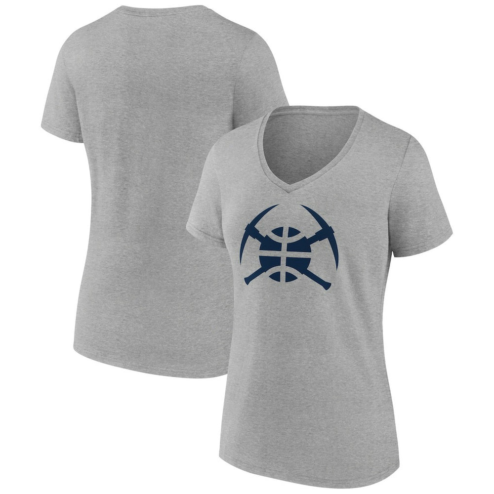 Heather Gray Denver Nuggets Women's Alternate Logo V-Neck T-Shirt sale | NBA