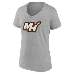 Heather Gray Miami Heat Women's Alternate Logo V-Neck T-Shirt | NBA