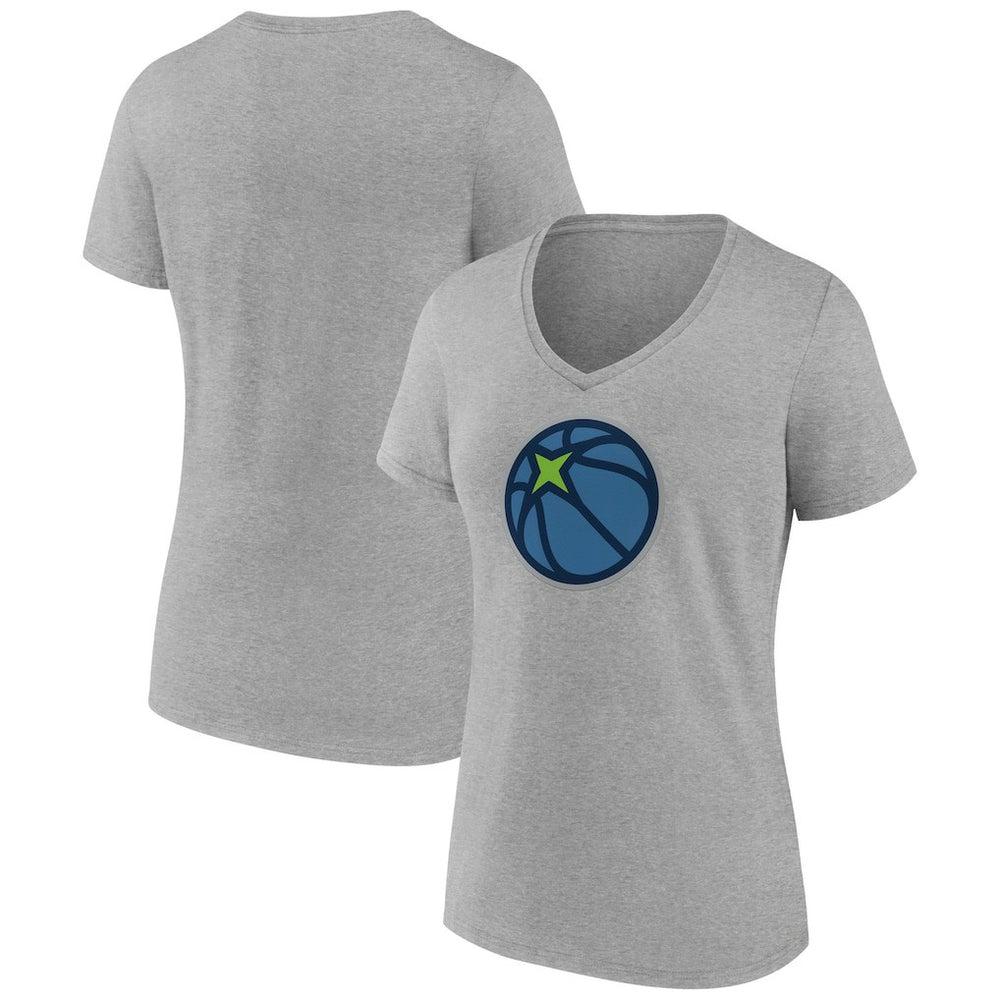 Heather Gray Minnesota Timberwolves Women's Alternate Logo V-Neck T-Shirt | NBA