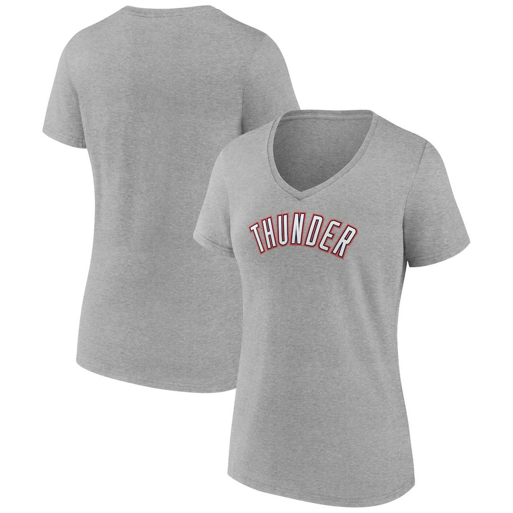 Heather Gray Oklahoma City Thunder Women's Alternate Logo V-Neck T-Shirt | NBA