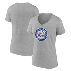 Heather Gray Philadelphia 76ers Women's Alternate Logo V-Neck T-Shirt | NBA