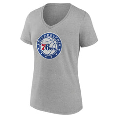 Heather Gray Philadelphia 76ers Women's Alternate Logo V-Neck T-Shirt | NBA