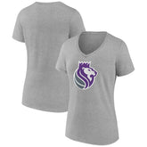 Heather Gray Sacramento Kings Women's Alternate Logo V-Neck T-Shirt | NBA