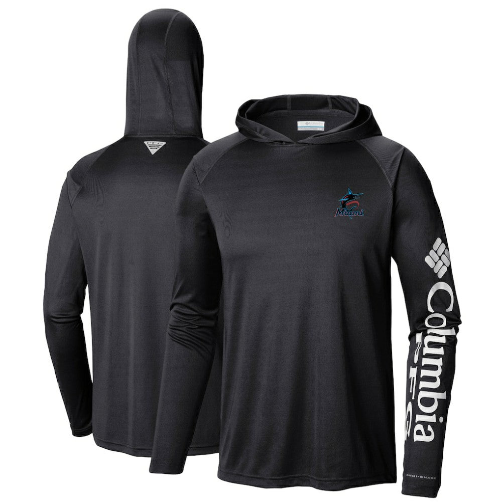 Miami Marlins Columbia Terminal Tackle Long Sleeve Hoodie T-Shirt - MLB Hoodies