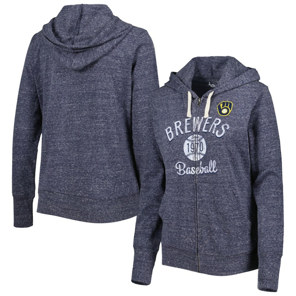 Milwaukee Brewers Touch Women's Training Camp Tri-Blend Lightweight Full-Zip Hoodie - MLB Hoodies