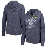 Milwaukee Brewers Touch Women's Training Camp Tri-Blend Lightweight Full-Zip Hoodie - MLB Hoodies