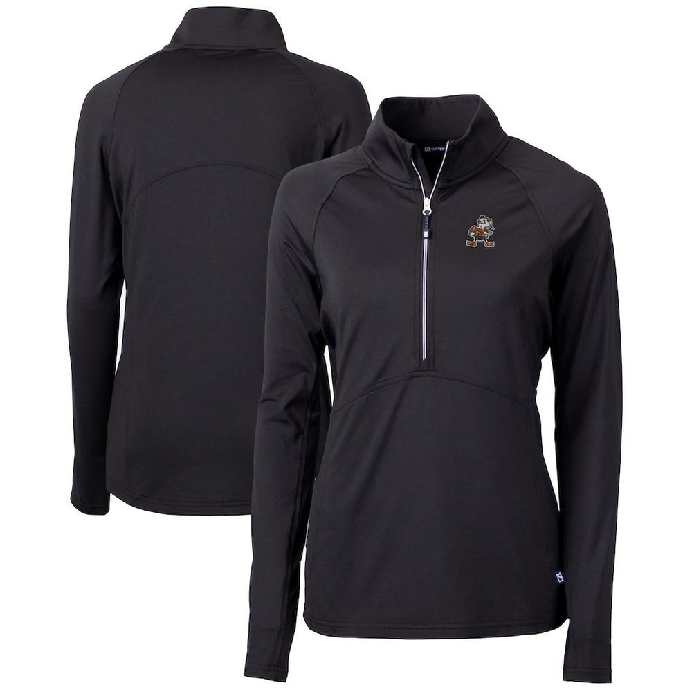 Cleveland Browns Cutter & Buck Women's Throwback Logo Adapt Eco Knit Stretch Recycled Half-Zip Pullover Top | NFL Hot