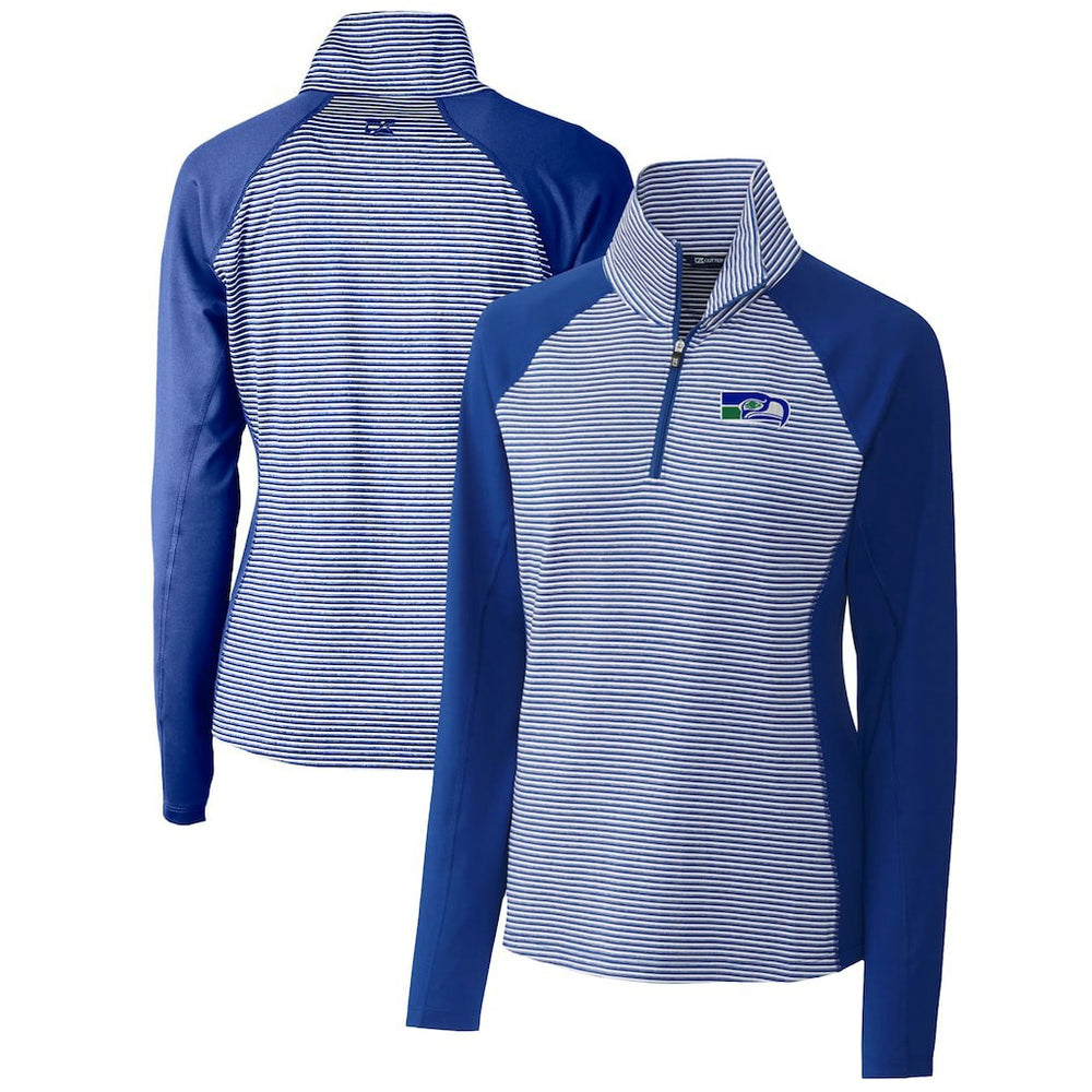 Seattle Seahawks Cutter & Buck Women's Throwback Logo Forge Tonal Stripe Stretch Half-Zip Pullover Top | NFL Sale