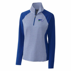 Seattle Seahawks Cutter & Buck Women's Throwback Logo Forge Tonal Stripe Stretch Half-Zip Pullover Top | NFL Sale
