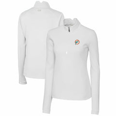 Miami Dolphins Cutter & Buck Women's Throwback Logo Traverse Stretch Quarter-Zip Pullover Top | NFL Sale