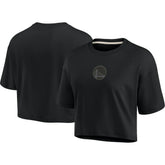 Black Golden State Warriors Women's Elements Super Soft Boxy Cropped T-Shirt sale | NBA