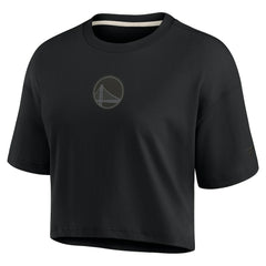 Black Golden State Warriors Women's Elements Super Soft Boxy Cropped T-Shirt sale | NBA