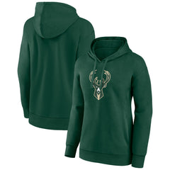 Hunter Green Milwaukee Bucks Women's Team Primary Logo Pullover Hoodie | NBA