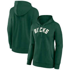 Hunter Green Milwaukee Bucks Women's Wordmark Alt Pullover Hoodie | NBA