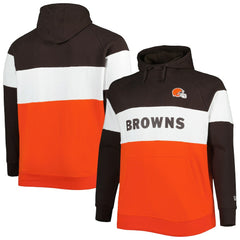 Cleveland Browns Big & Tall Current Colorblock Raglan Fleece Pullover Hoodie | NFL New