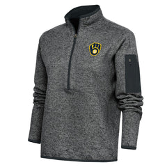 Milwaukee Brewers Antigua Women's Logo Fortune Quarter-Zip Pullover Jacket - MLB Jackets